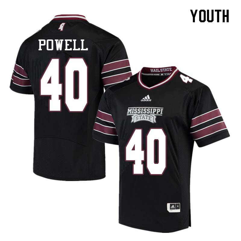 Youth #40 Wyatt Powell Mississippi State Bulldogs College Football Jerseys Sale-Black